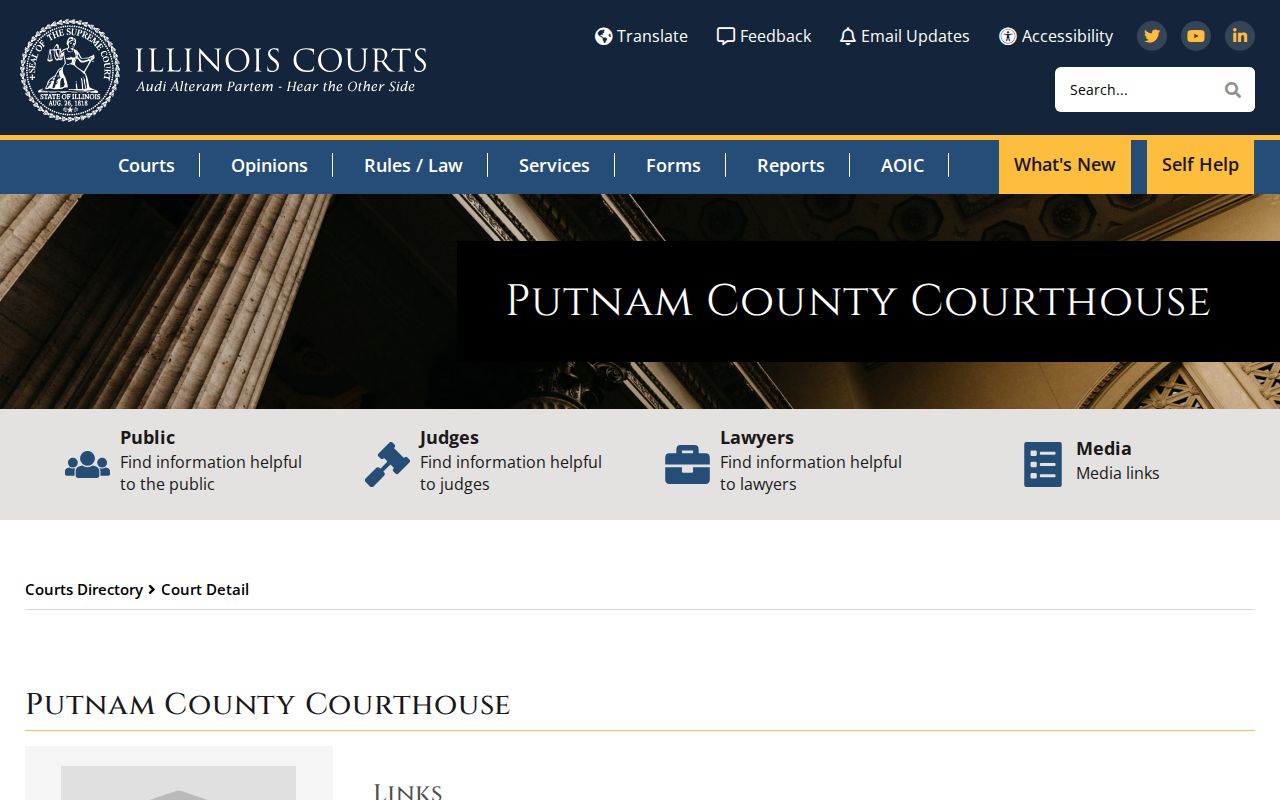 Illinois Courts Putnam County Courthouse directory for Hennepin court records and access