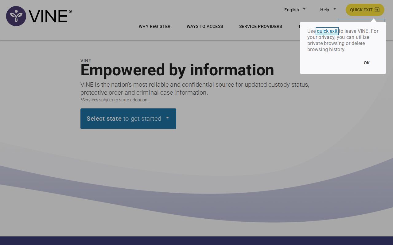 VINELink custody status and notification search used with Putnam County records