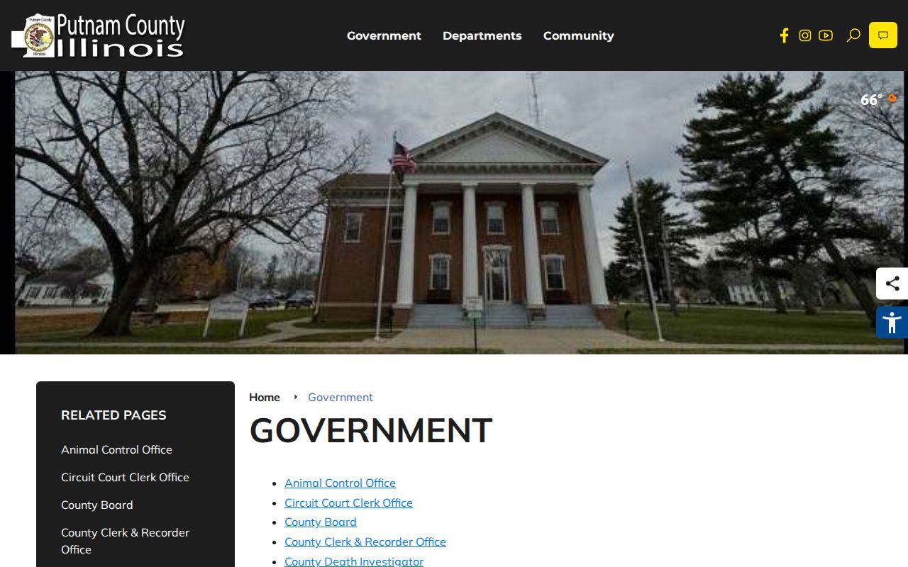Putnam County government navigation checked for a public most-wanted or warrant page